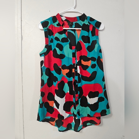 Worthington Animal Print Vibrant Multicolor Sleeveless Blouse! - Picture 1 of 6